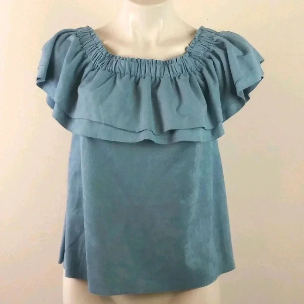 Young Fabulous & Broke Off The Shoulder Blue Top